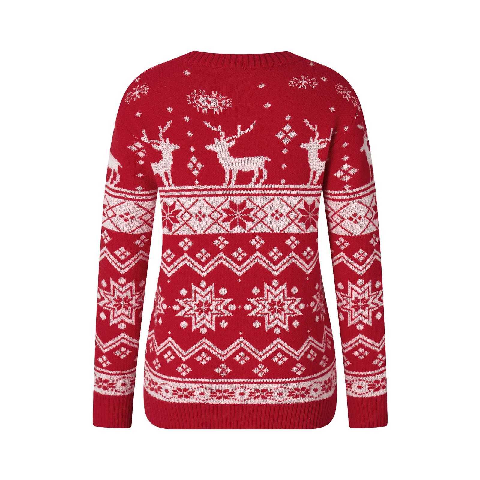 Family Christmas matching sweater winter snowflake print warm long sleeved O-neck zipper knitted parent-child top W241015