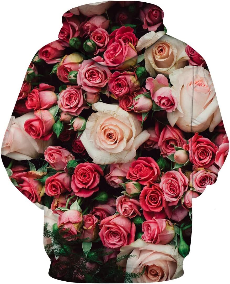 Hoodie for Mens Womens Mens Casual Hoodie Floral Rose 3D Fashion Hooded Sweatshirt Pullover Graphic Hoodies sweatshirt Pullover Long Sleeve cool