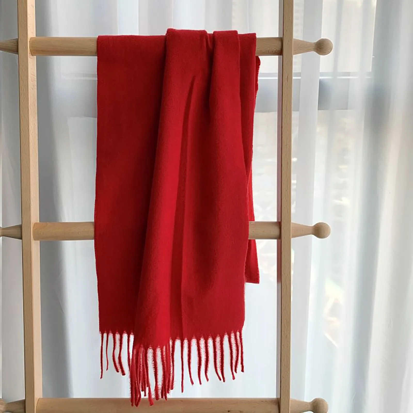 Simulated cashmere womens winter scarf basic red tassel wrapped shawl womens Bandana Stoles Bufandas Foulard headscarf womens Muslim 241017