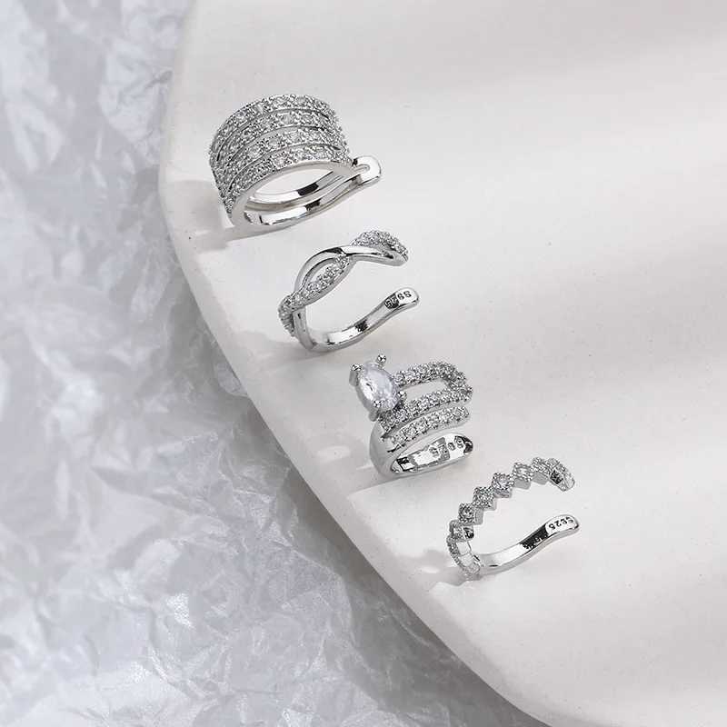 1 zircon Korean wave multi-layer geometric earring cuff clip suitable for women to wear no perforated jewelry W241017
