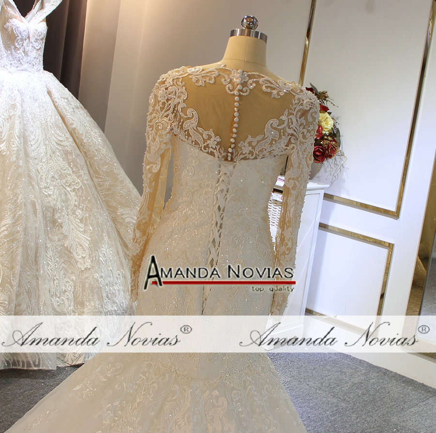 Long Sleeves Full Lace Dress Mermaid Wedding Gown