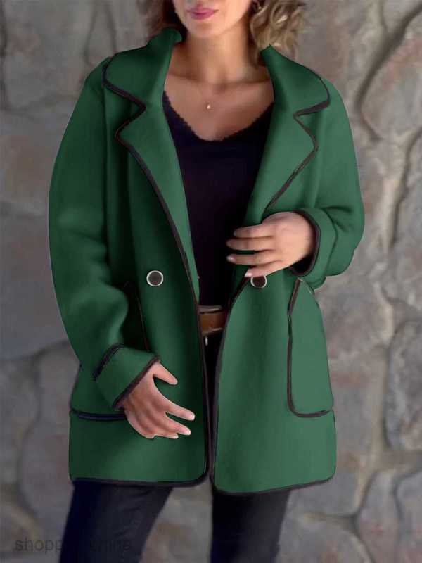Women Jackets Coats autumn and winter new fashionable women's clothing temperament suit collar double-sided woolen coat