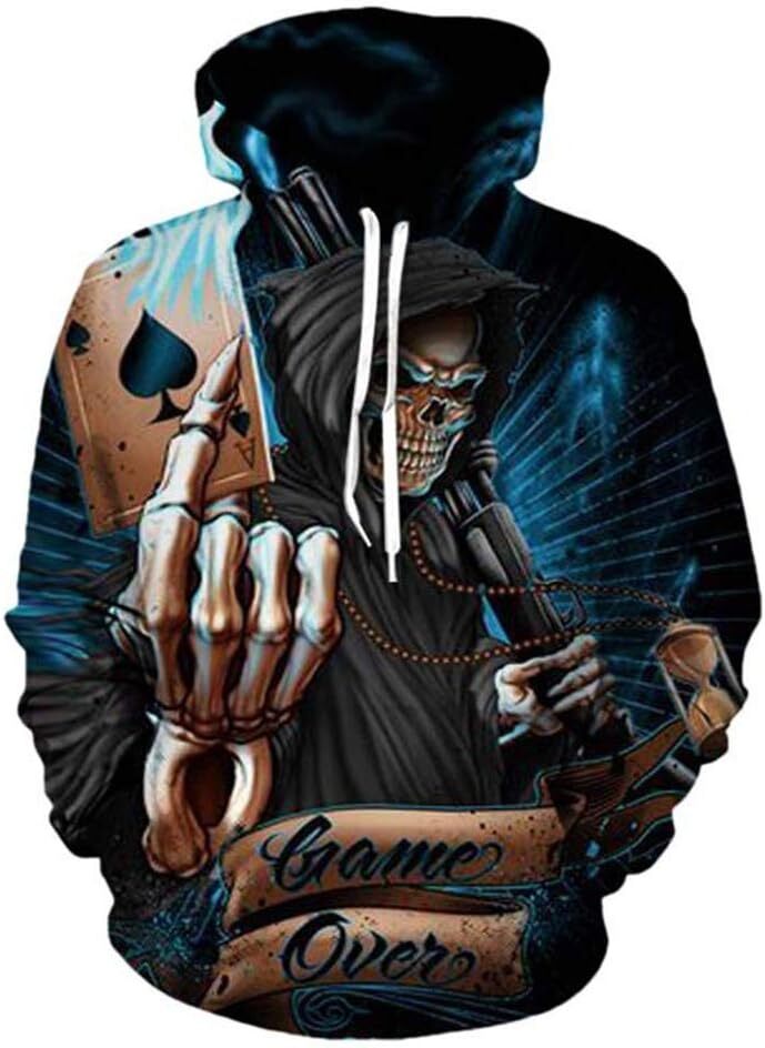 Hoodie for Mens Womens Hoodies Men Skull 3D Graphic Print Sweatshirts Pullover Tops with Pocket Graphic Hoodies sweatshirt Pullover Long Sleeve cool