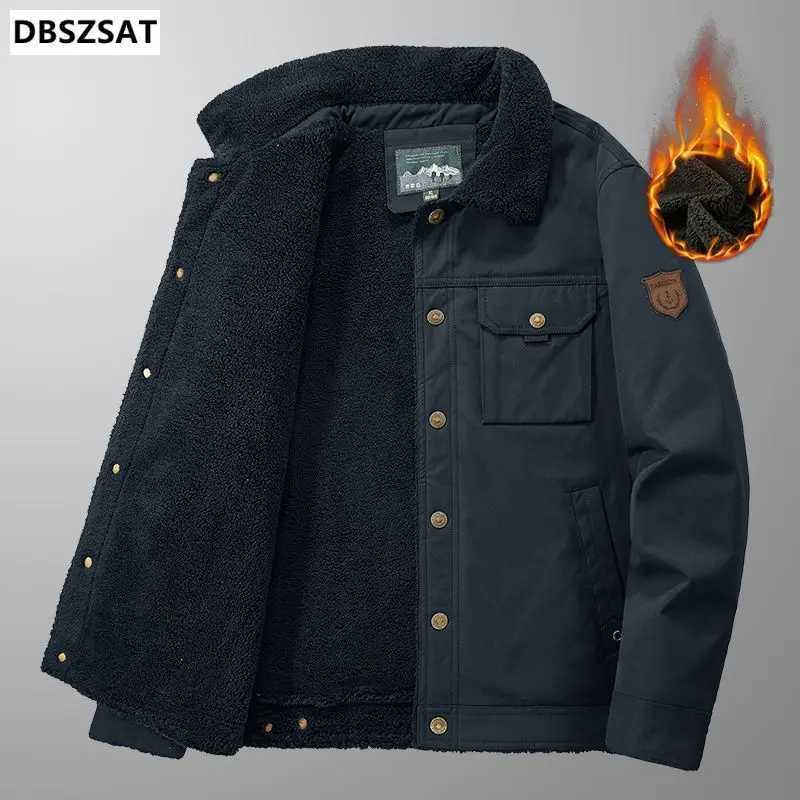Mens Short Winter Park Collar Mens Winter Jacket Sheepskin Lining Mens Cold Jacket Plush Lining Coat X241017