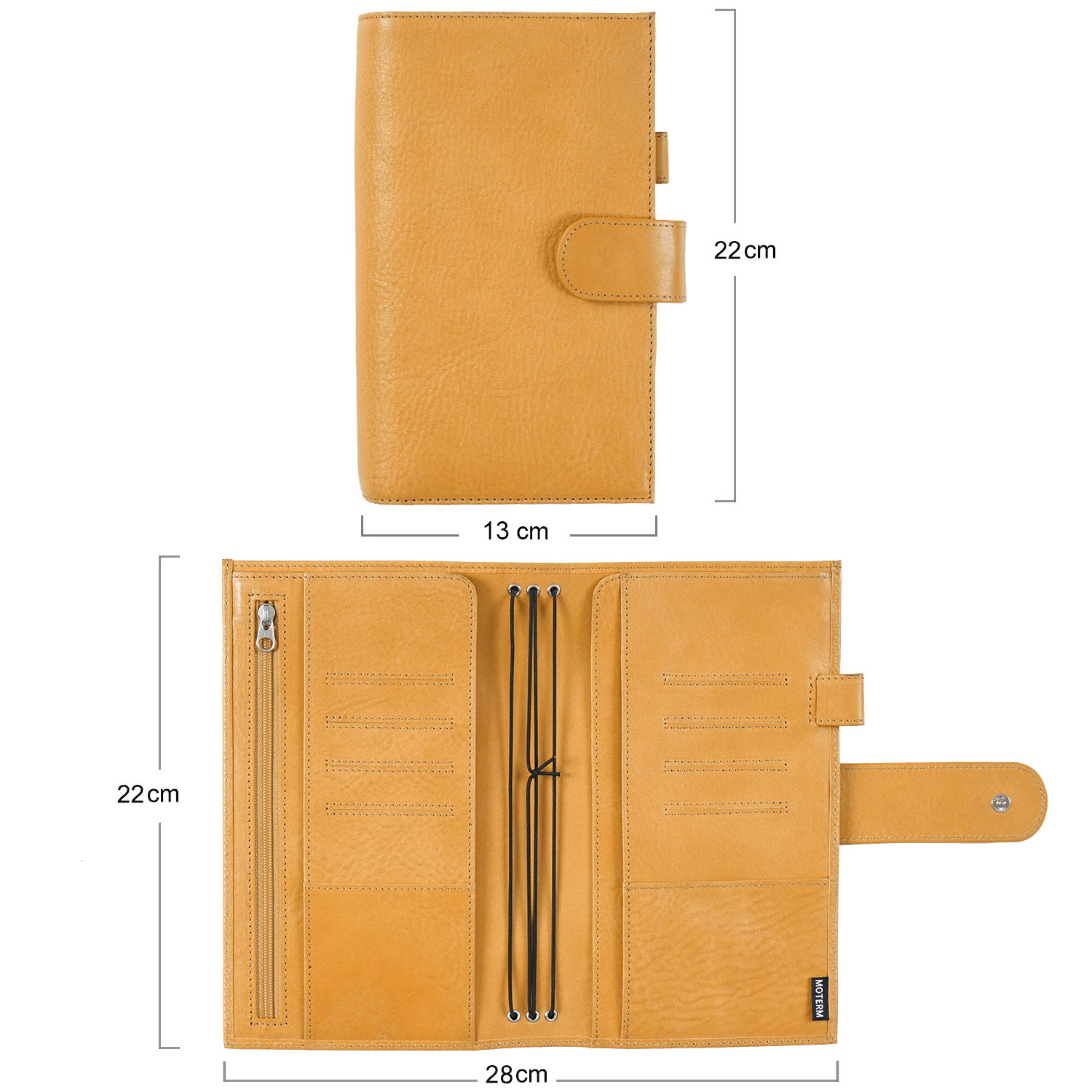Moterm Whole Grain Vegetable Tanning Leather Companion Travel Magazine Standard Size Notebook Leather Hidden Organizer Diary 241008
