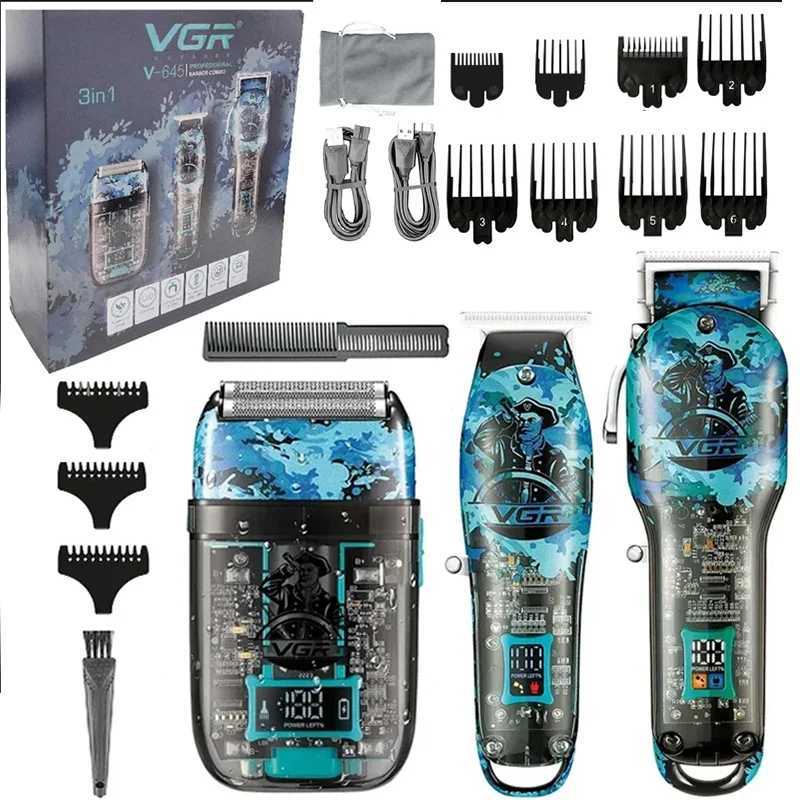 VGR combination kit hair clipper electric shaver professional hair clipper mens rechargeable cordless hair clipper lithium W241017