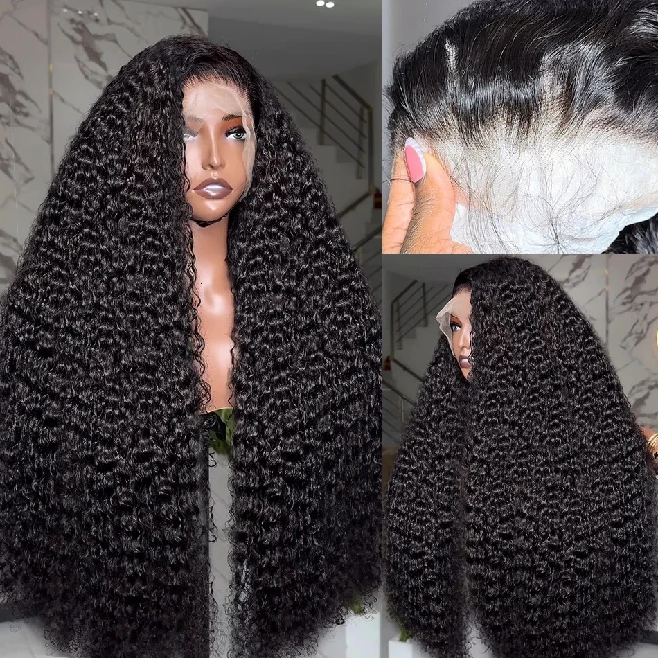 180 Density Deep Wave 13X4 Front Transparent Human Remy Hair 30 40 Inch Curly 13X6 HD Lace Frontal Wig For Black Women