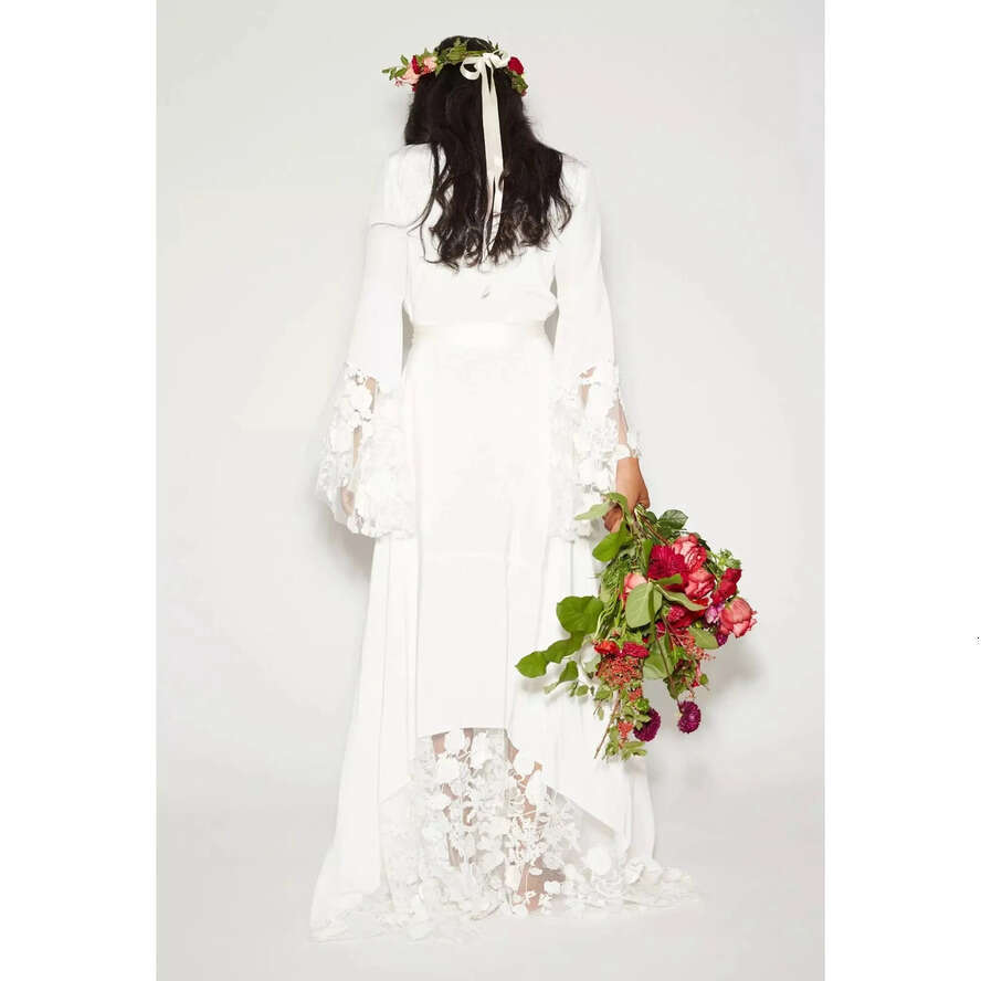 Dresses Counrtry Simple Bohemian Long Sleeves Deep V Neck Or Length Summer Boho Hippie Beach Western Bridal Wedding Gowns