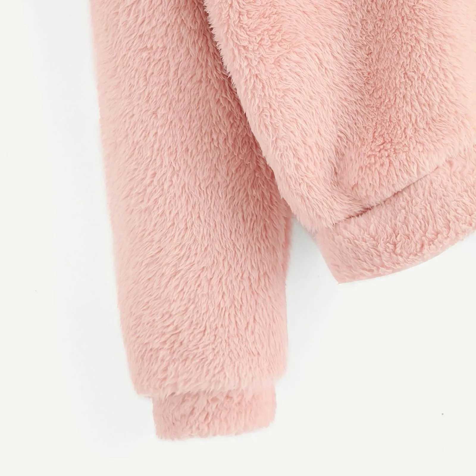 Womens Pullover Long Sleeve Fleece Sweatshirt Warm Bear Shape Fuzzy Hoodie Sweater PulloverX241016