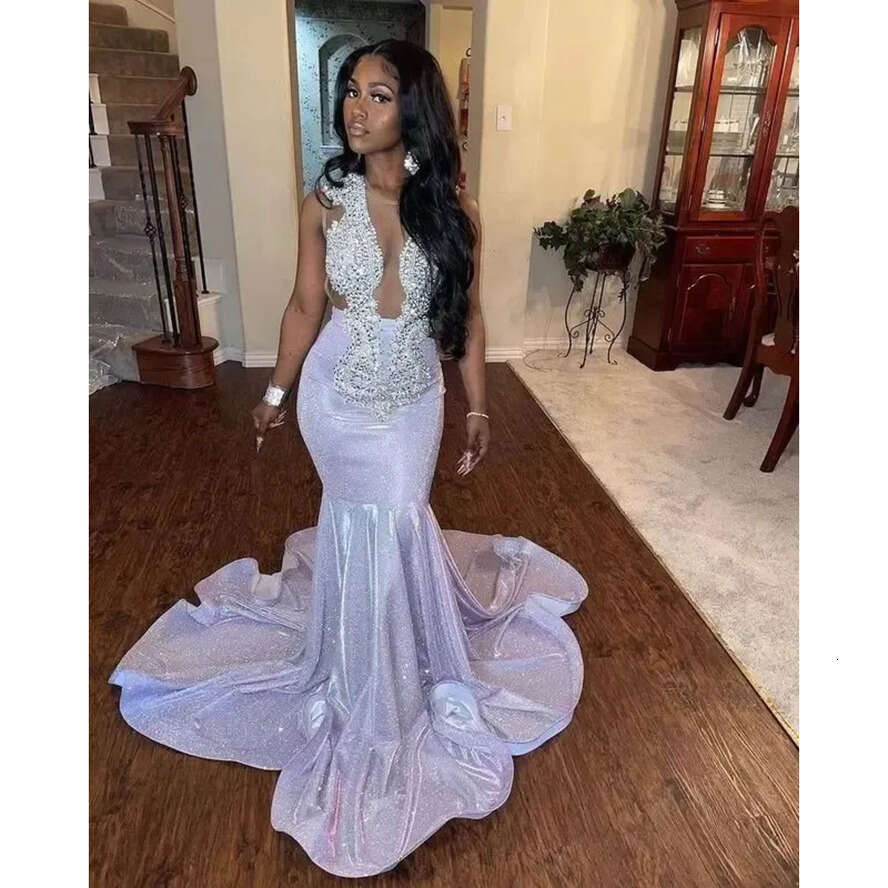 Size Aso Plus Arabic Ebi Sier Beaded Crystals Prom Dresses Sheer Neck Mermaid Sequined Evening Formal Party Second Reception Gowns Dress Custom Made