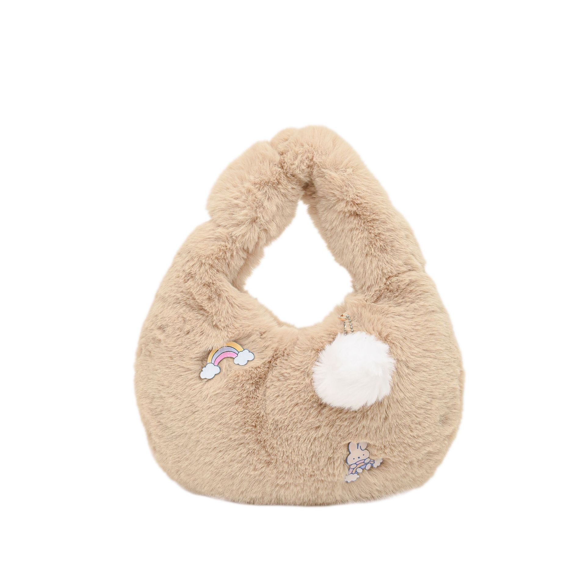 Mao high appearance cartoon cute handmade soft fluffy small bag, niche and sweet women's wool ball bag