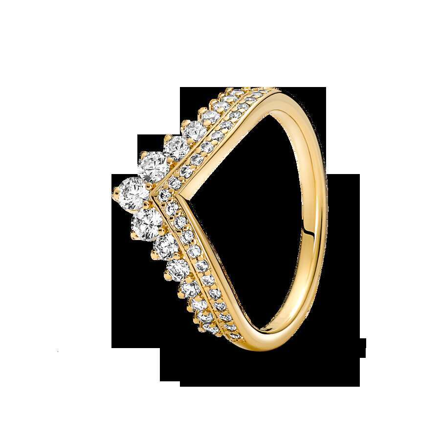 925 Sterling Silver Sparkling Row Eternity Princess Wishbone Knot Clear Zircon CZ Rings For Women Wedding Jewelry