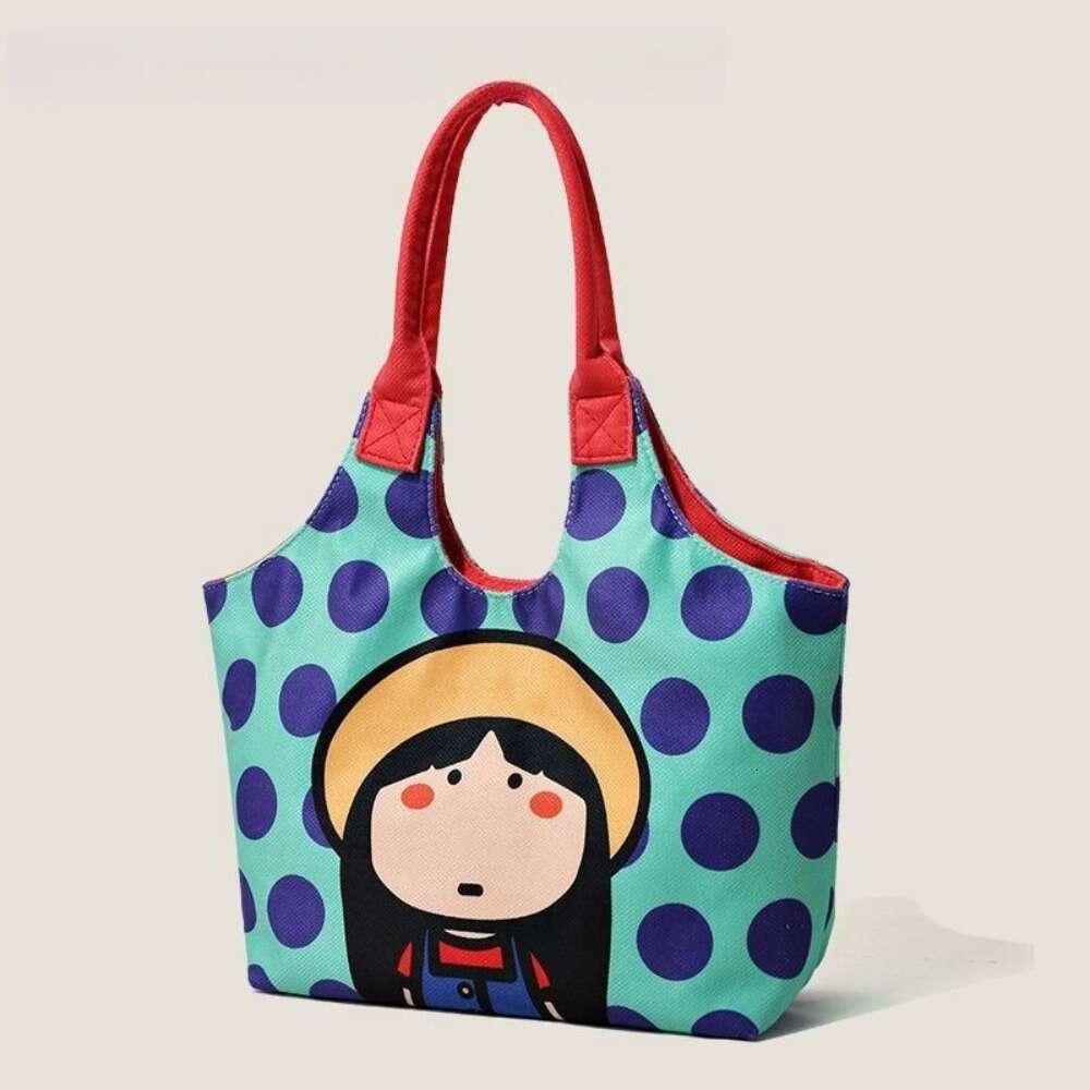 Fashion Cute Print Women's Cartoon Portable Gift Shoulder Canvas Shell Bag Travel Fabric Handbag