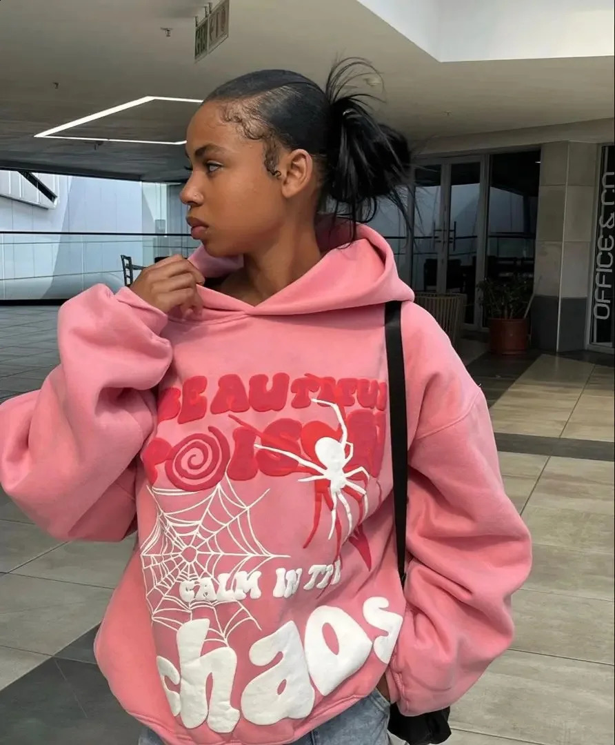 Women Y2K Hoodies Harajuku Letter Print Loose Sweatshirt Trousers Hip Hop Punk Long Sleeve Pocket Men Sweatpant Streetwear Tops 241017
