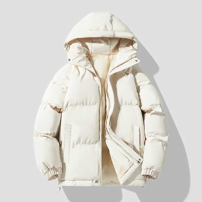 New autumn and winter mens hoodie Parkas solid warm couple jacket outdoor casual jacket mens cotton padded sports jacket X2410171