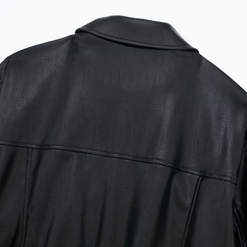 Leather Jackets Cost Women's Outwear Black Long Sleeve 2024 Inszart Jaqueta De Couro Solid With Zipper Outerwear Woman Coat