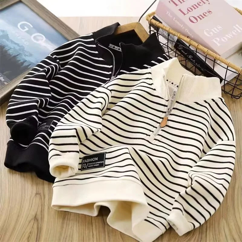 Boy Girl Striped Sweatshirts Kids Autumn Sports Hoodies Children Fashion Hoodless Clothes Teenager Spring Casual Tracksuit 414Y 241017