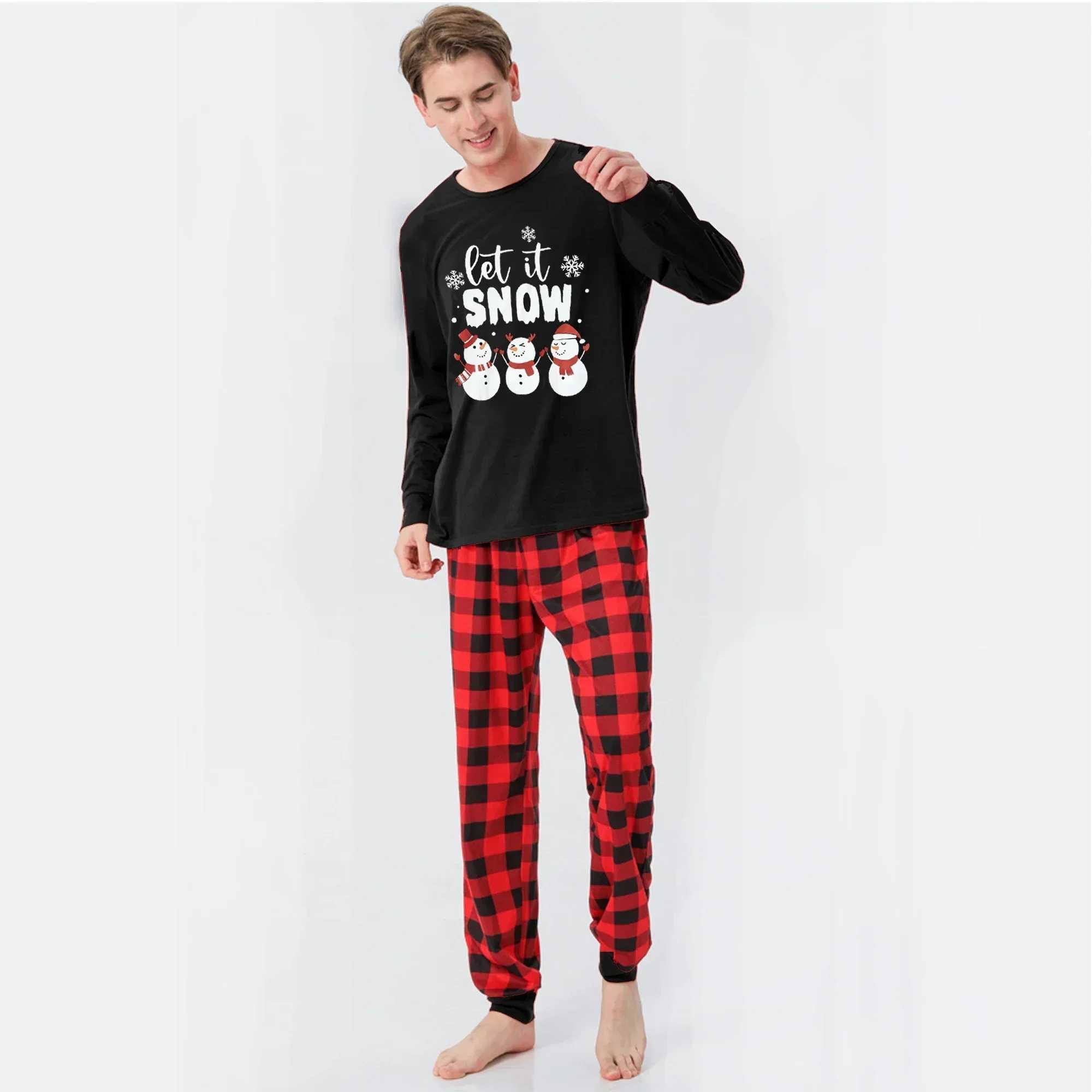 2024 New Snowman Printed Christmas Pajama Set Mother Father Children Matching Clothing Soft 2-piece Set Pajama Baby jumpsuit Family Appearance W241015