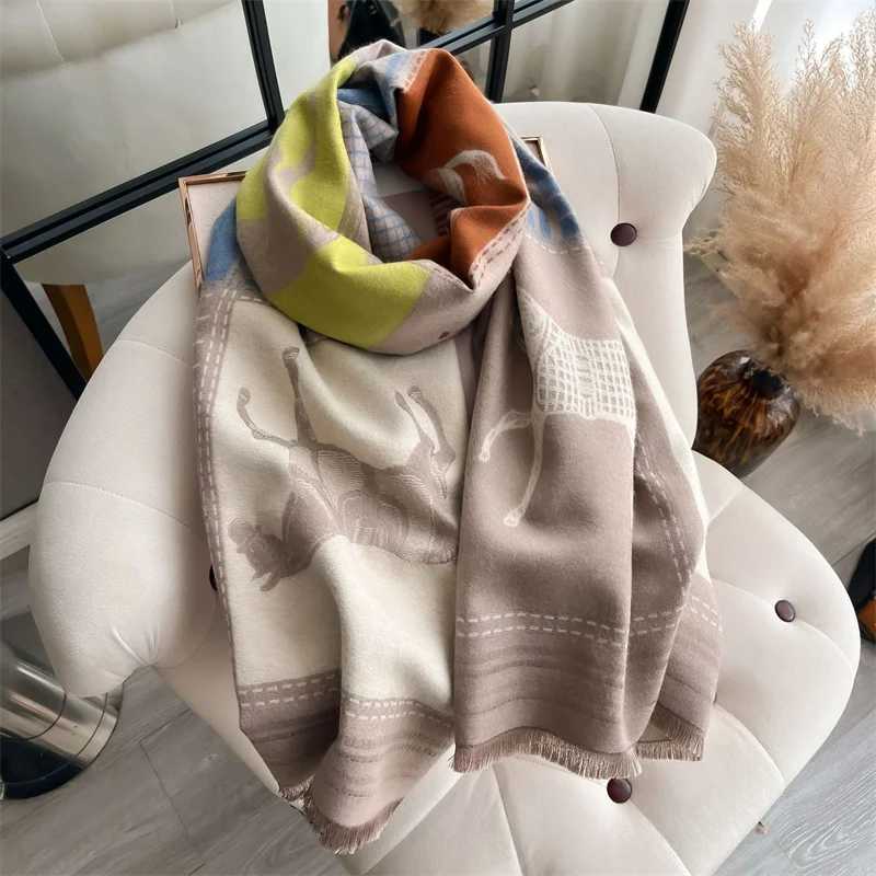 2024 Warm Winter Cashmere Pashmina Scarf Shawl Fem Thick Blanket Felt Packaging X2410171
