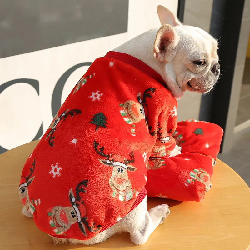 Pets dogs Christmas costumes puppy costumes flannel warm holiday jackets puppy accessories clothing gifts French bulldog costumes 241016