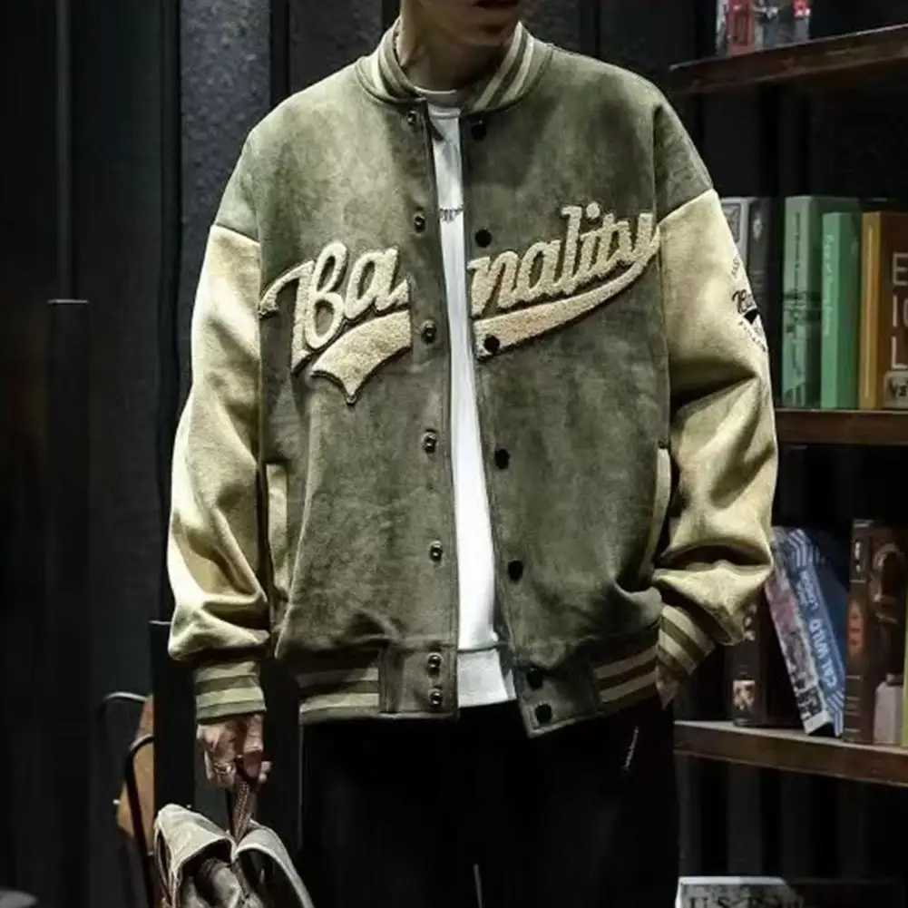 Autumn and winter bomber jacket mens embroidered streetwear ultra-thin suitable for baseball collar jacket Coats casual jacket windproof women M241017
