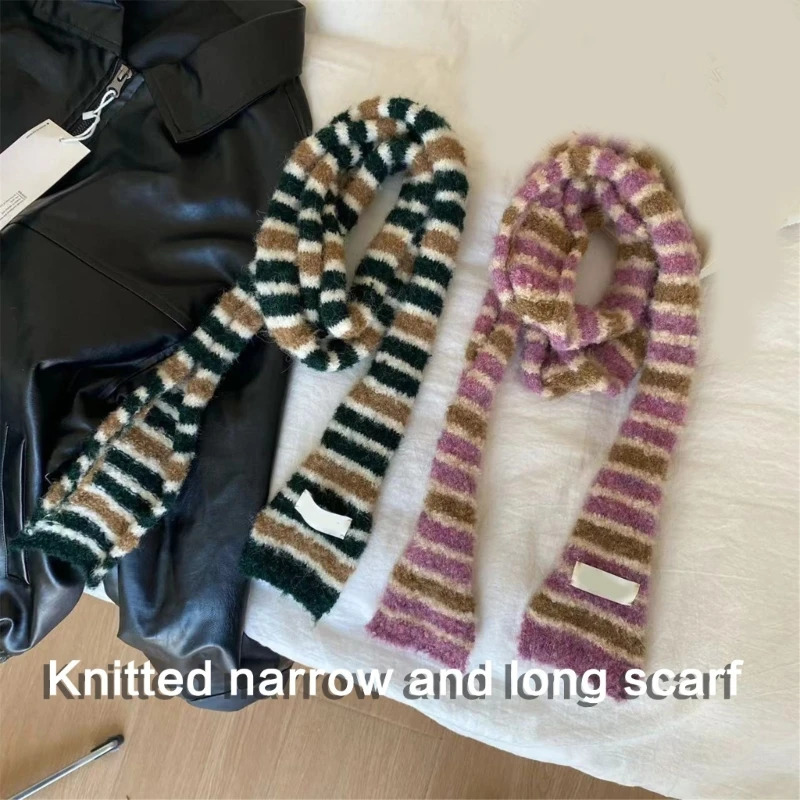 Knitted tight scarf womens striped collar hanging basket handbag womens handbag handbag 241017
