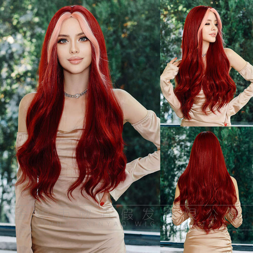 Red Wine With Large Waves, Long Curly Hair, Dyeing Nism, Synthetic Fiber, Women Wigs, Black Wig, New Product