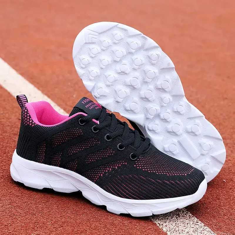Womens sports shoes casual shoes 2023 new breathable walking mesh lace flat vulcanized shoes womens Tenis running shoes Y241017