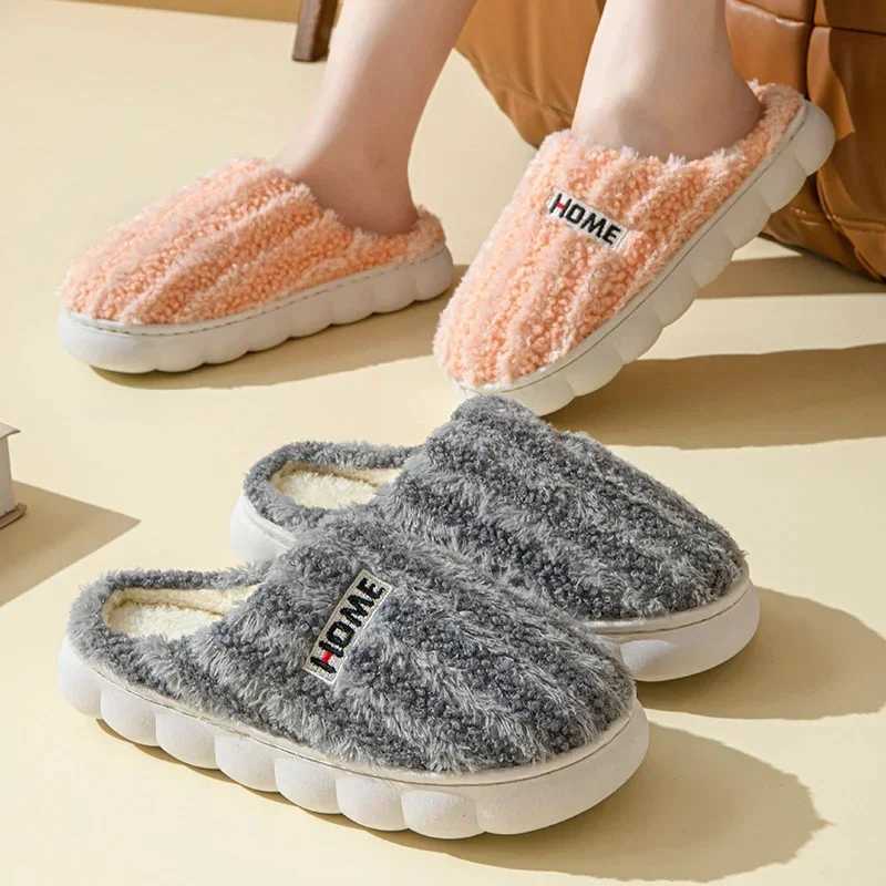Winter coral velvet cotton slider for womens indoor leisure toe packaging slider for mens anti slip autumn thick soled polar wool shoesCL241017