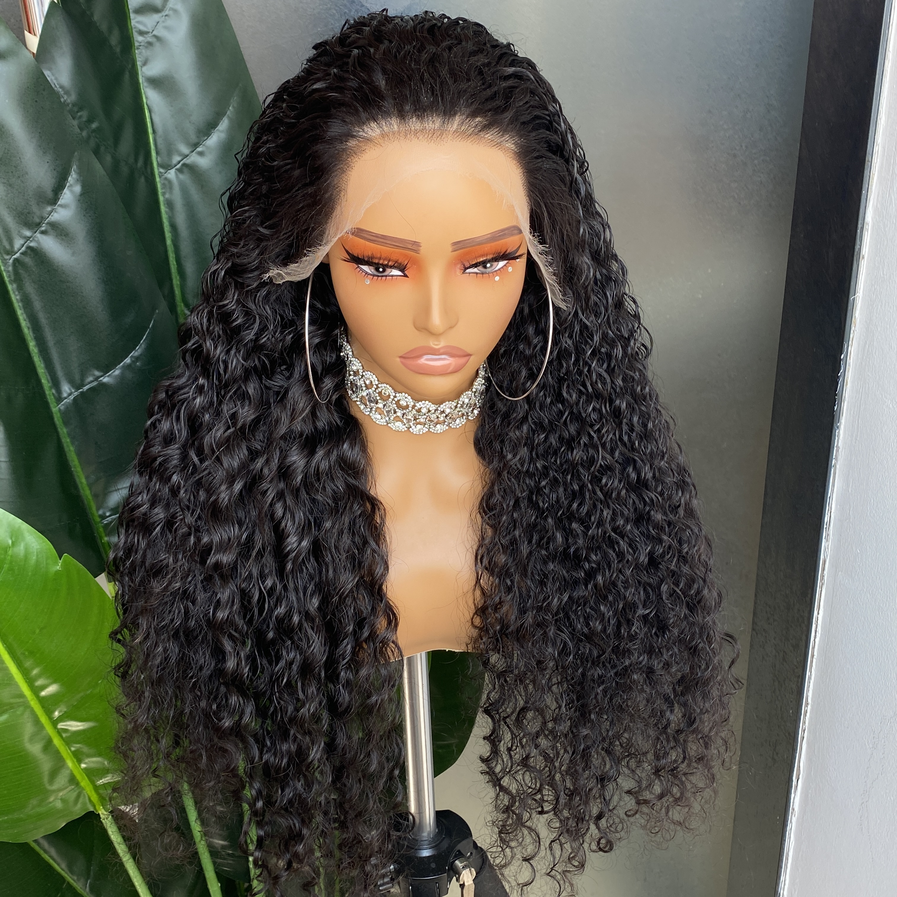 Top Quality 100% Raw Remy Human Hair 180% Density Deep wave 13x4 HD Transaprent Lace Frontal Wig 26 Inch Brazilian Indian Hair