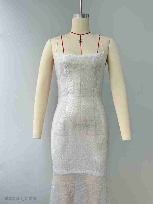 Basic Casual Women Dresses new women's dress floor length long skirt, backless camisole skirt, slim fit sparkling sequin dress