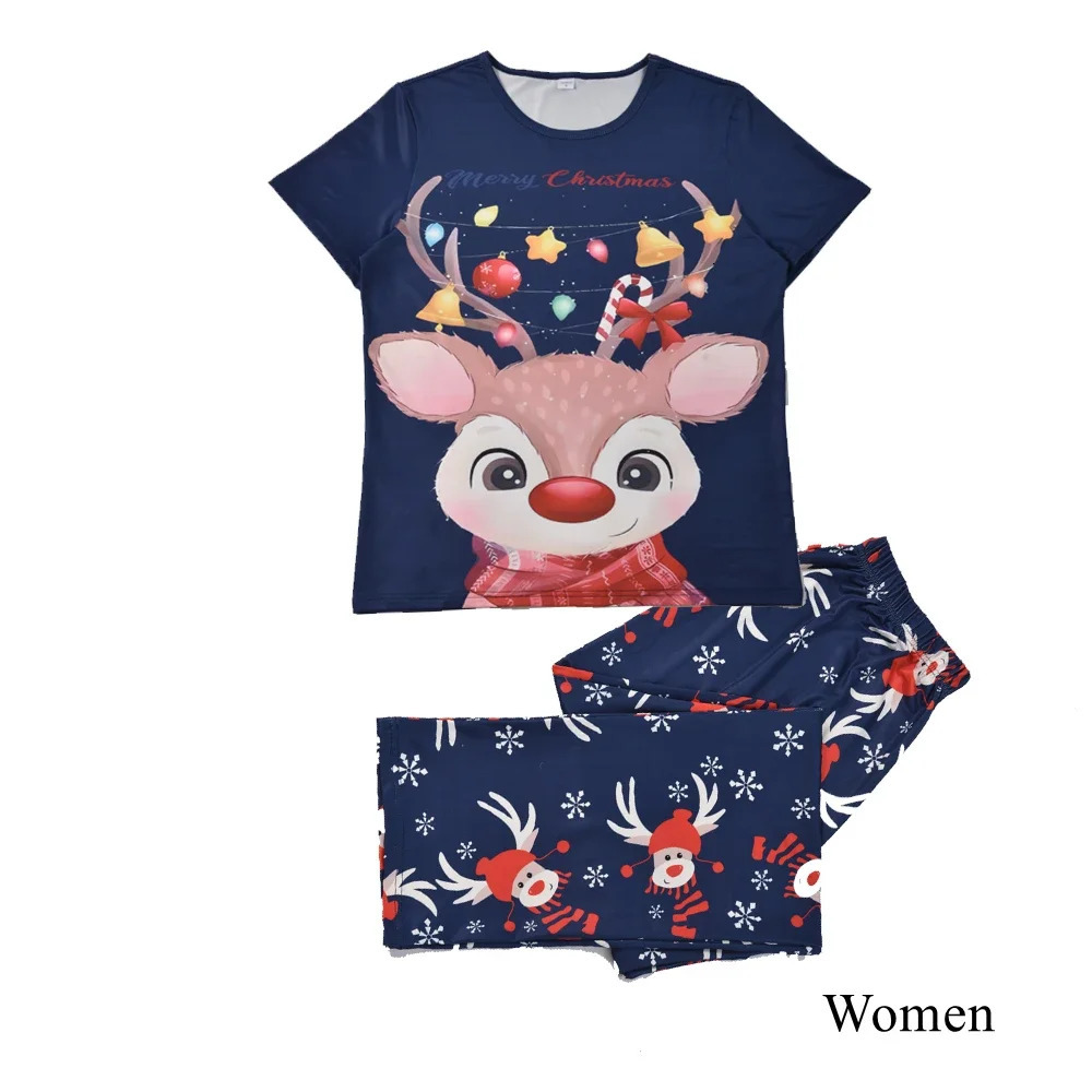 Mom Daughter Dad Son Dog Matching Outfits Family Christmas Pajamas Set Short Sleeve TopTrousers Sleepwear Cute Soft Pyjamas 241017