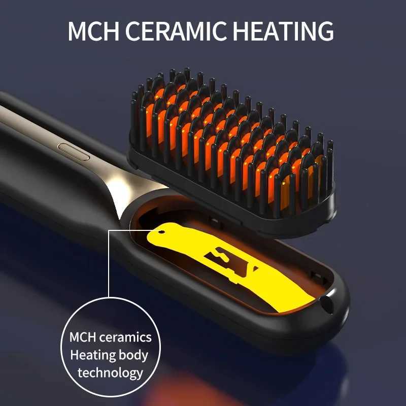 Rechargeable Hair Straightening Comb Portable Negative Ion Hair Care Smoothing Conditioning Wireless Hair Straightening CombXJ241016