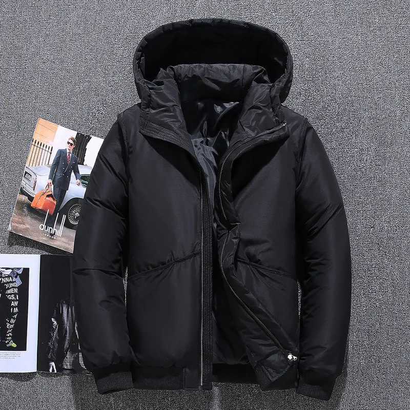 2024 New Mens Winter Down Jacket Short Hooded Thick Solid Color Coat Mens Fashion Coat X241017