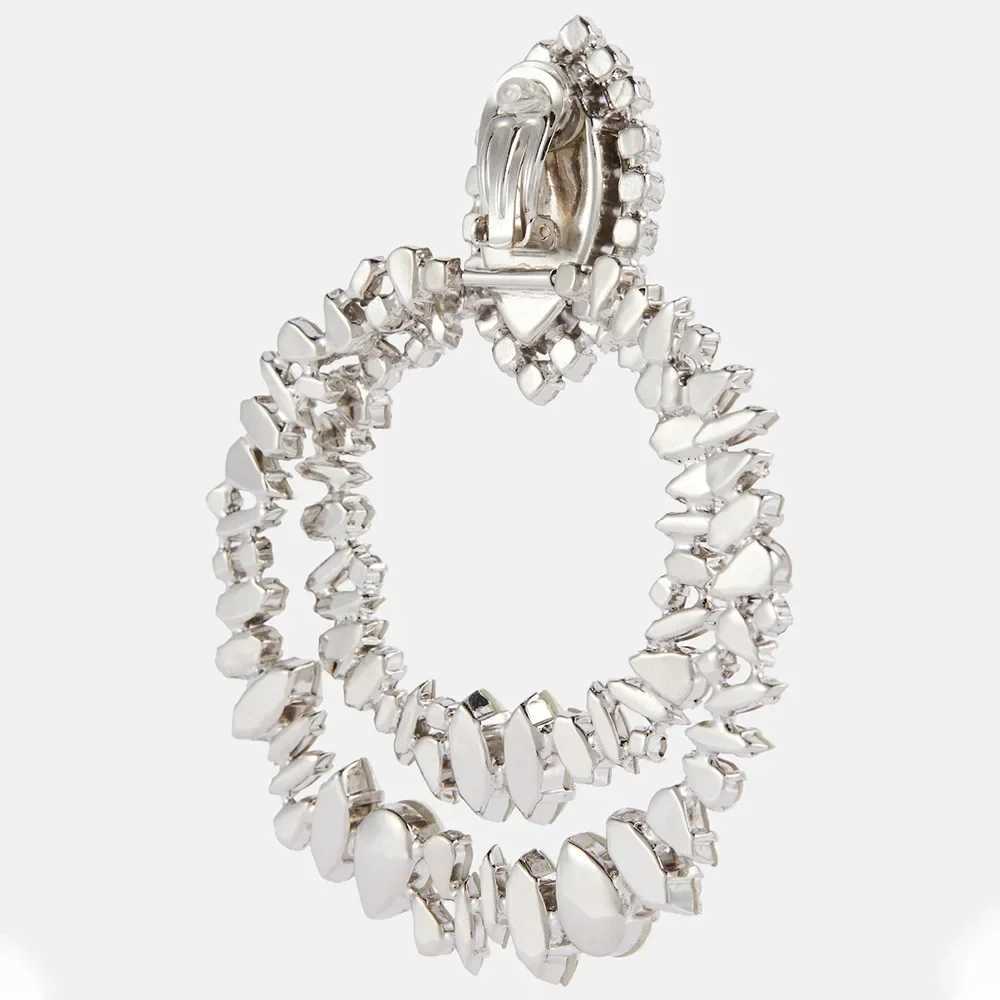 Fashionable Geometric Clip Earrings Bridal Non Perforated Accessories Elegant Ladies Large Water Diamond Rings Earrings Wedding Jewelry W241017