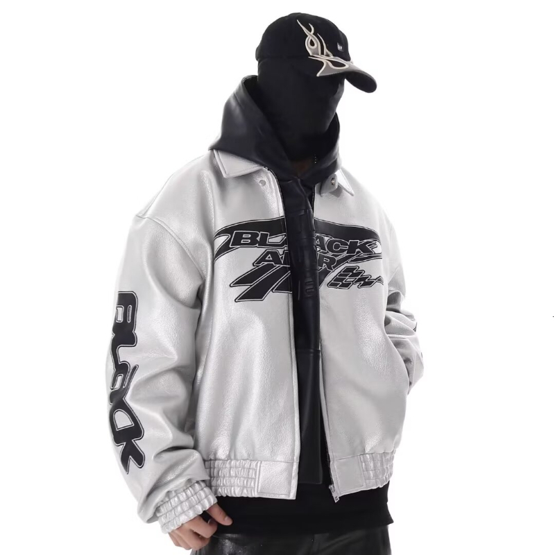 Sier Street Racing Suit Jacket Mens Oversize American Vintage Motorcycle Coats Letter Printing Hip Hop Baseball Uniform