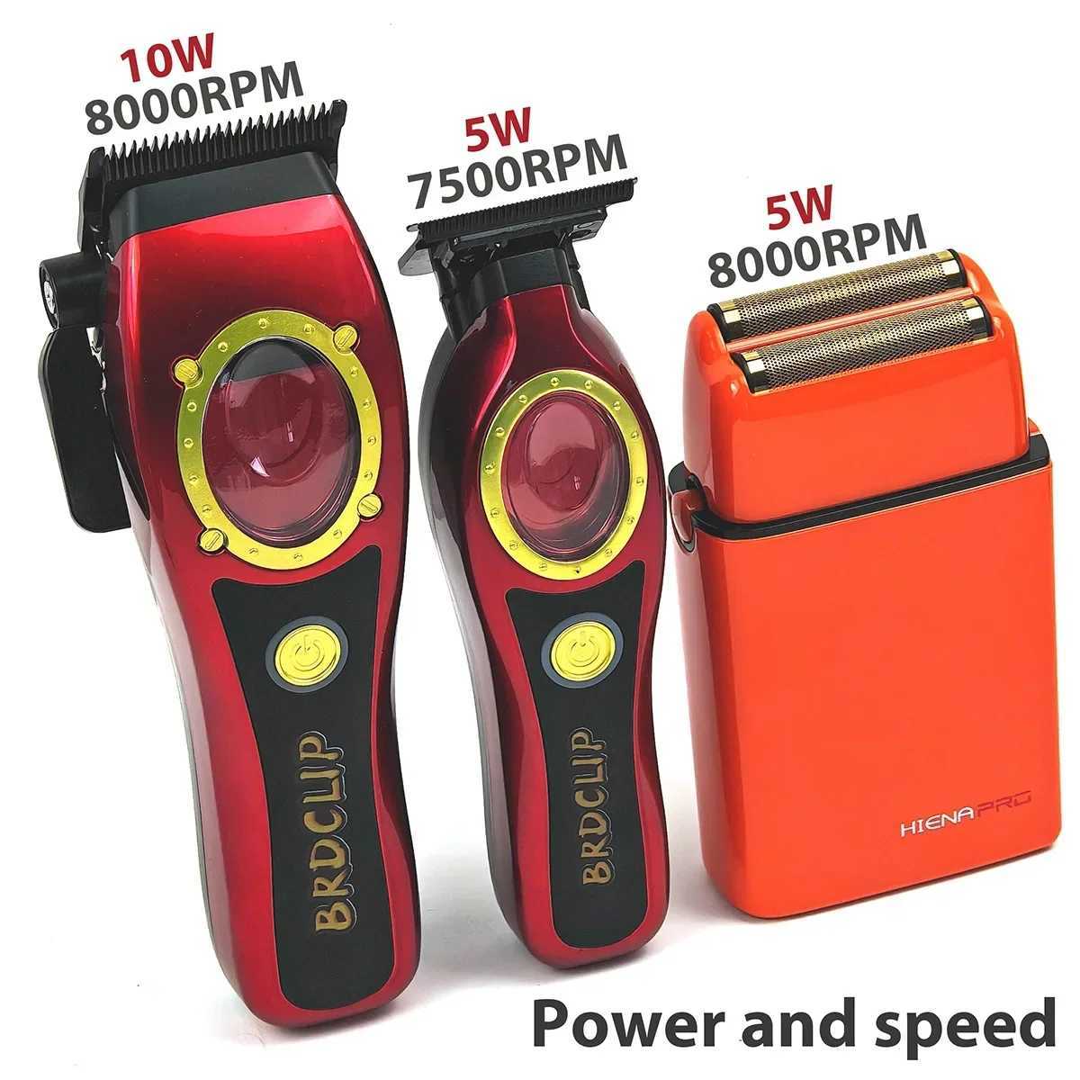 3 pieces of BRDCLIP BRD100 101 808 Barber Professional Cordless Oil Head Gradient 8000rpm Barber Set Decoration Clipper Shaver for Men W241017