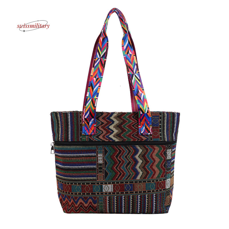 Large capacity 2024 new ethnic style series simple cross women's shoulder casual versatile tote bag #18 swissmilitary