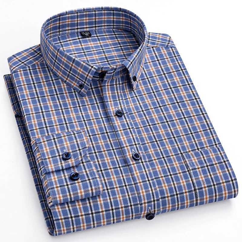 100% Cotton Mens Shirt Long Sleeve Flannel Classic Versatile Soft Breathable Casual Fashion Business Mens Social Shirt S-7XL LX241017