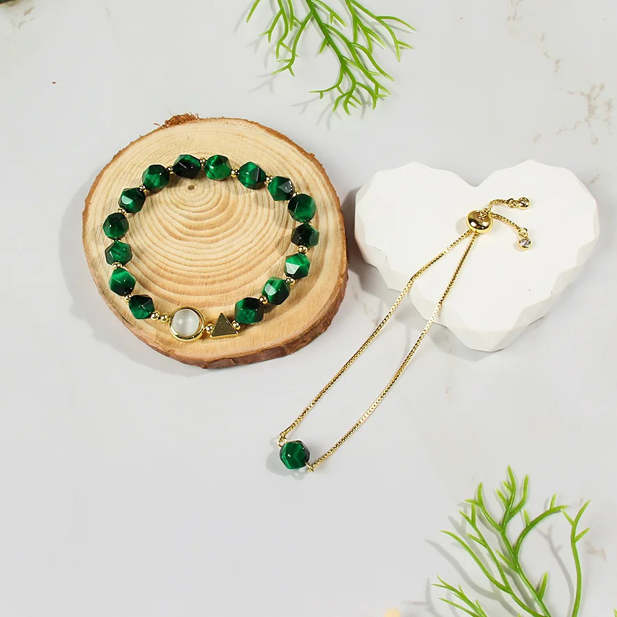 Fashionable natural tiger eye stone bracelet ious double-layer elastic bead bracelet womens casual party bracelet 241017