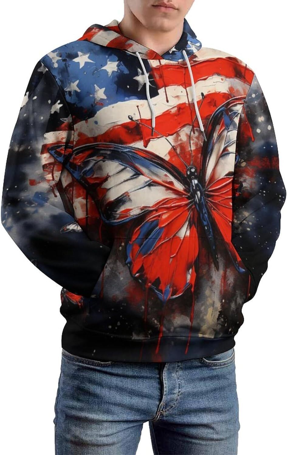 Hoodie for Mens Womens Novelty Sunflower American Us Flag Hoodie 3D Printed Psychedelic Casual Pullover Hoodies Pocket Graphic Hoodies sweatshirt