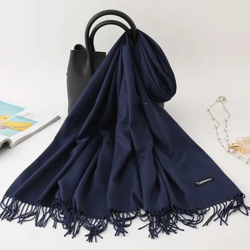 Solid color cashmere mens scarf winter Pashmina warm collar navy blue black gray mens business scarf M Bufandas shawl X241017