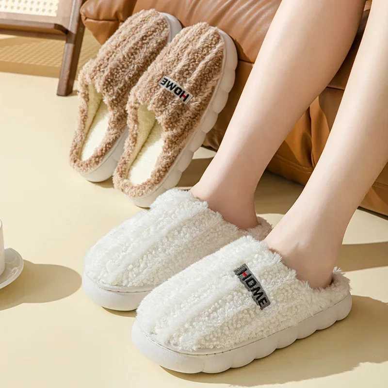 Winter coral velvet cotton slider for womens indoor leisure toe packaging slider for mens anti slip autumn thick soled polar wool shoesCL241017