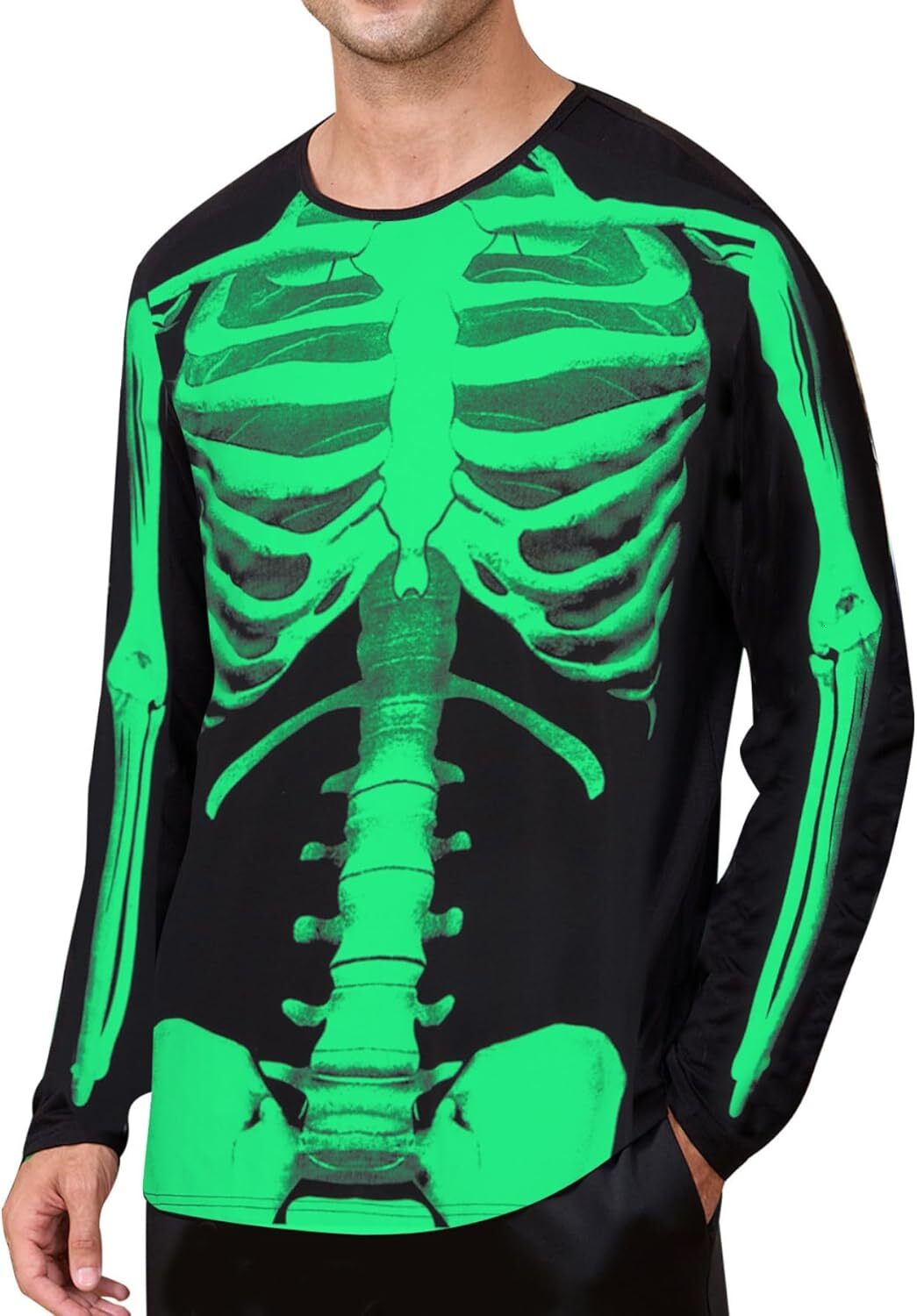 Long Sleeve Shirts for Men sweatshirt Mens Skeleton Long Sleeve Shirts Glow in The Dark Unisex Halloween Costumes T shirt Tee Streetwear Casual tops c