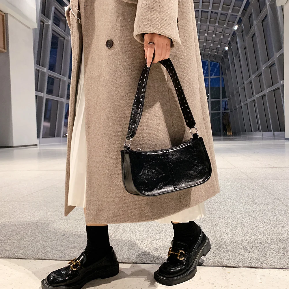 Y2K Red Shoulder Bag Women Vintage Underarm Crossbody Bag TLXT Ladies PU Leather Retro Tote Bags Underarm Satchel Bag Handbag Purse Gift for Women