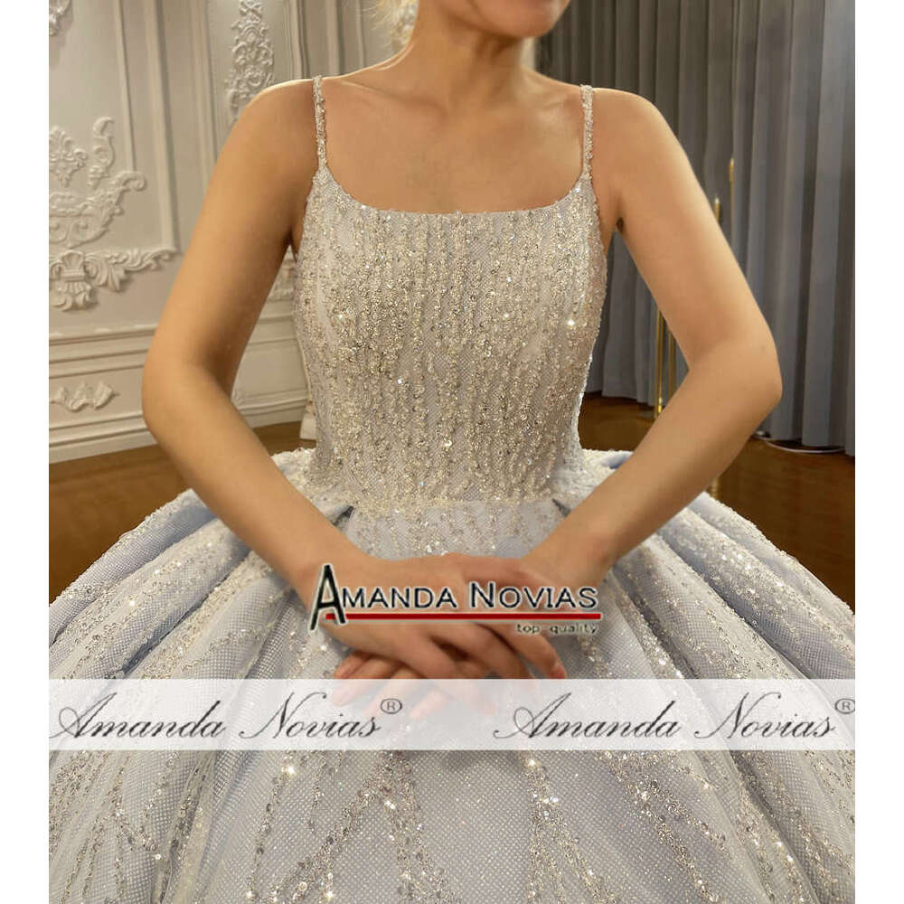 Straps Baby Blus Tiered Skirts Wedding Dress