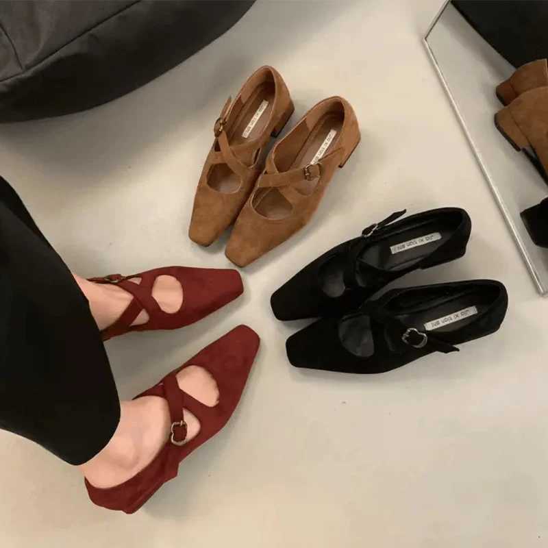 Leopard Women Chunky Shoes Pointed Toe Velvet Shallow Button Shoes Designer Womens Trend Casual New MUJI Comfortable Ballet Dance Shoes Y241017