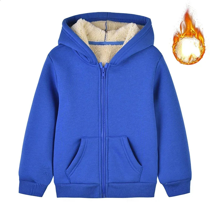 Unisex Winter Fleece Hoodies for Boys Sweatshirt Casual Thicken Warm Kids Zipper Coat Tops 8 9 10 12 Years Girls Clothes Cotumes 241017