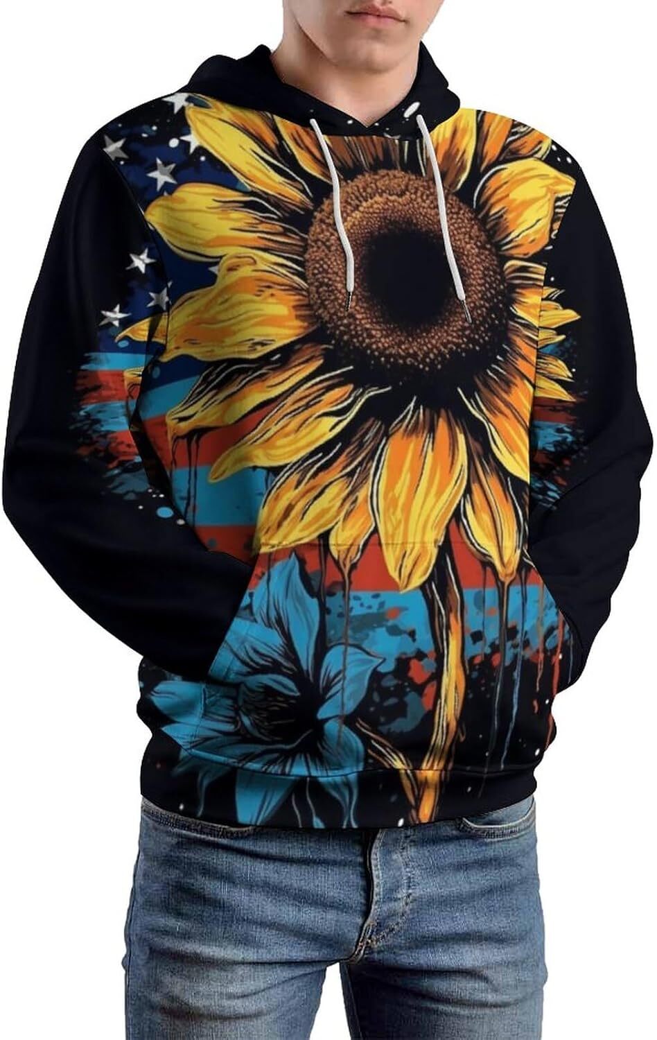 Hoodie for Mens Womens Unisex Novelty Sunflower Pattern Hoodie 3D Printed Casual Funny Long Sleeve Hoodies Pullover Pocket Graphic Hoodies sweatshirt 