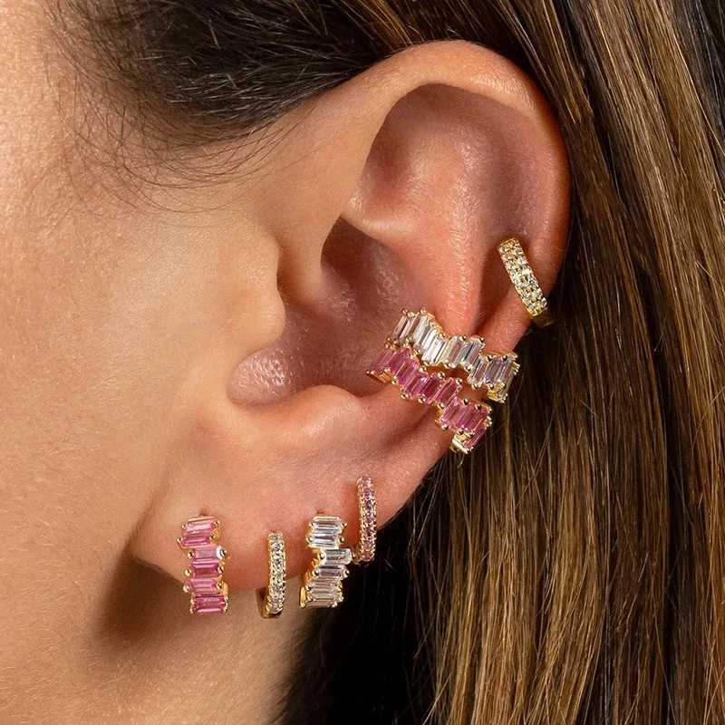 1 piece of stainless steel cubic zirconia ear clip suitable for women with adjustable C-shaped non perforated cuff earrings fashionable jewelry W24101